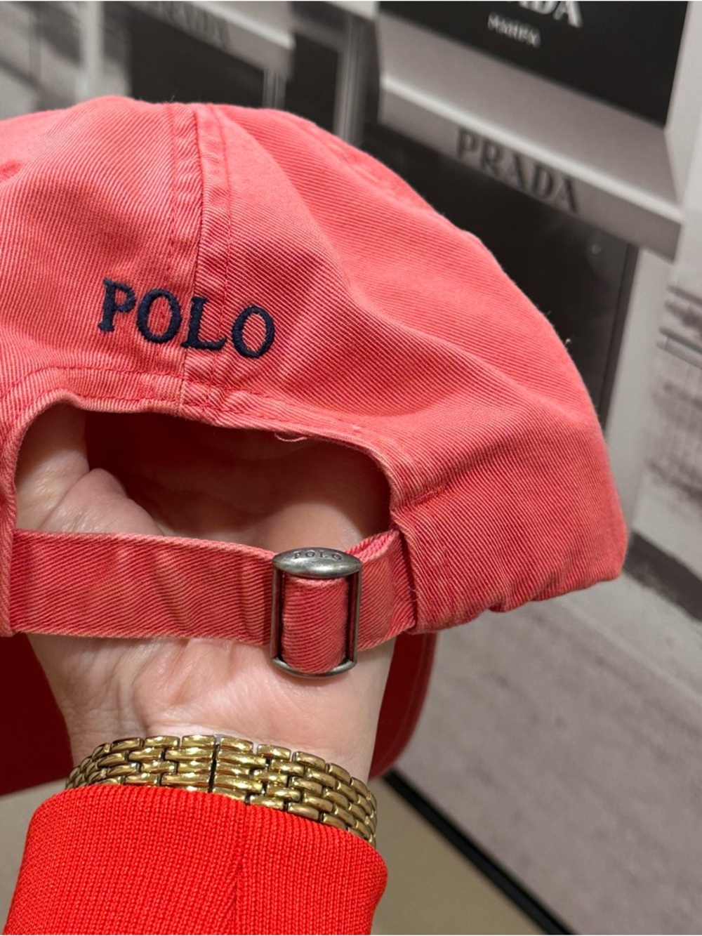 Polo Ralph Lauren Light Red Baseball Cap with Navy Pony - Picture 4 of 8